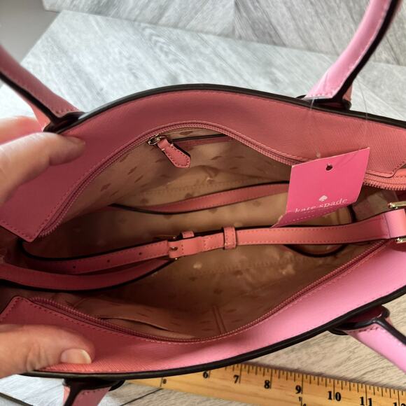 Kate Spade New York Womens Pink Melanie Textured PVC Crossbody Satchel Bag $359 - Picture 9 of 11